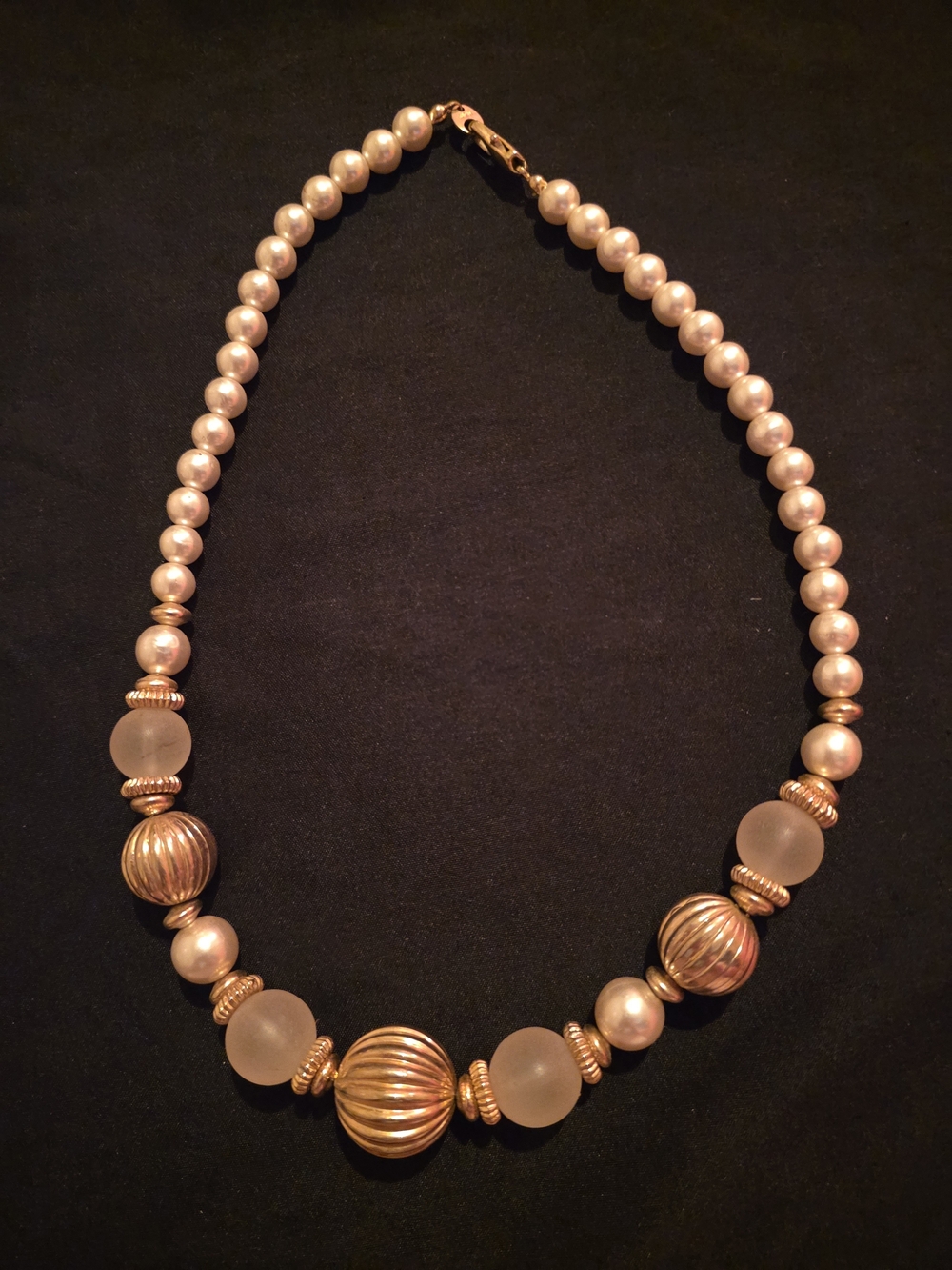 Elegant Gold and Pearl Bead Necklace Vintage Marked Japan